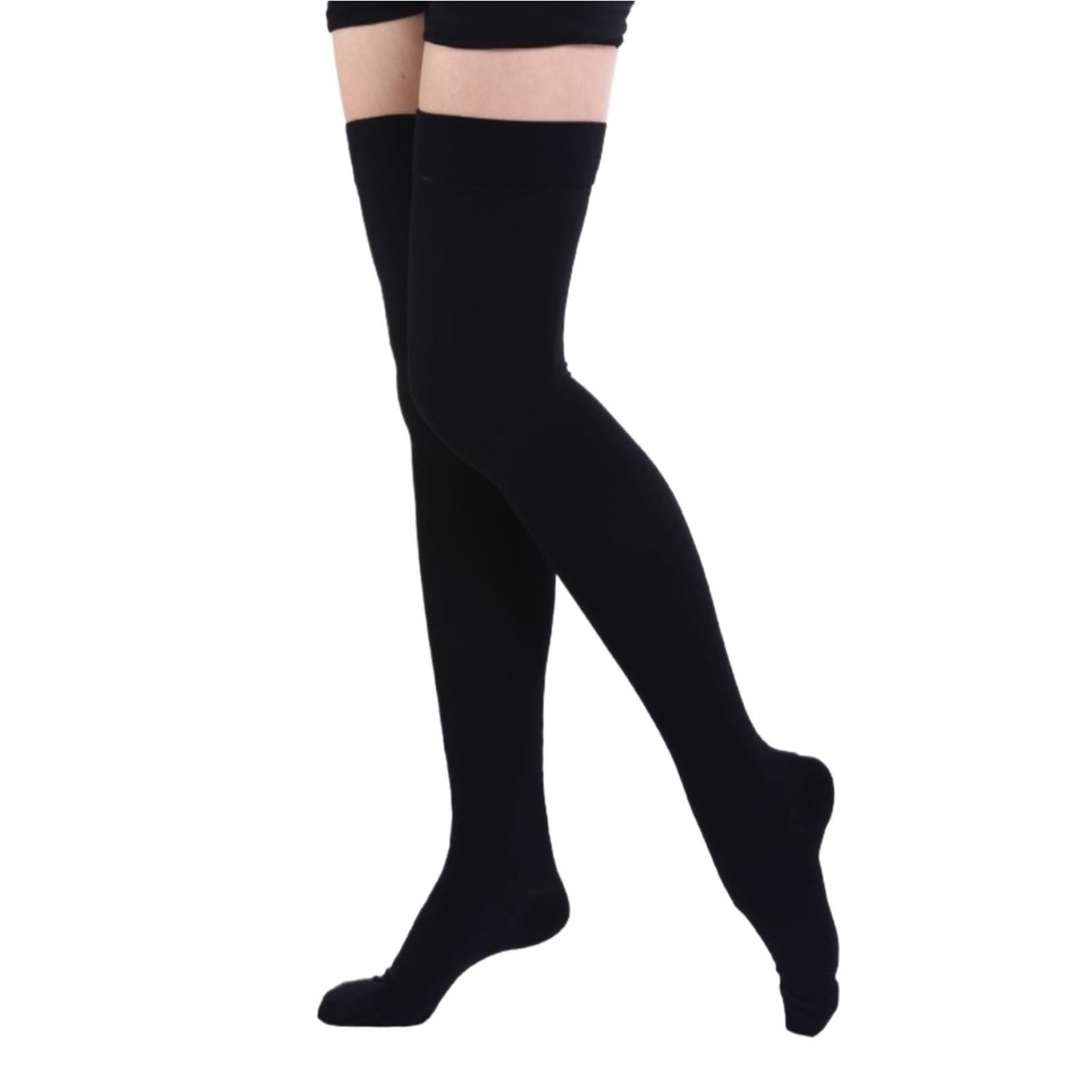 Calze Antitrombo 2 Calze a Compressione S-2XL 20-30 mmHg Elastiche for Allattamento a Graduata(Close Toe-Black,XL)
