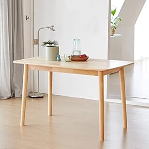 Livinia Aslan 47″ Wooden Dining Table/Mid Century Modern Malaysian Oak Kitchen Table (Natural Oak) Table Only