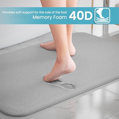 Image of HASTHIP Quick Dry Bathroom Mats Anti Slip Set of 3, Anti-Slip, Super Absorbent, 80x50 + 40x60 and U-Shaped Toilet Mats for Bathroom, Memory Foam Bath Mat, Soft & Durable, Machine Washable