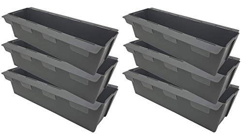 Pilix Paletten Blumenkasten Europalette 6er mit patentiertem Stecksystem | 37 cm 6 Stück Anthrazit | Pflanzkasten Europalette Kunststoff | Einsätze für Europaletten Blumenkästen Europalette Cover