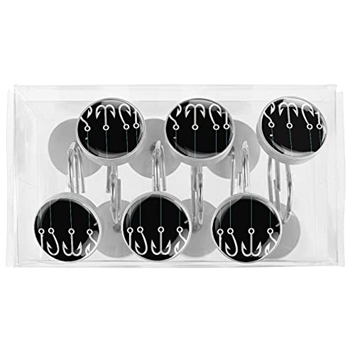 Crochets pour rideau de douche noir et blanc anneaux de suspension métal