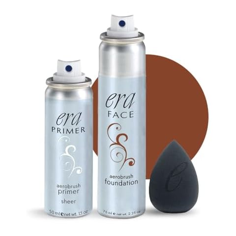 ERA Beauty Essentials Airbrush Collection (Era Face spray on Foundation - R10 Cocoa + Era Primer + Makeup Sponge) Cover