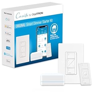 Lutron Caseta Smart Lighting Kit w/ Hub, Original Dimmer Switch, & Pico Remote, for LED Bulbs, Works w/ Alexa, Apple Homekit, Google Home, 150W Single-Pole/3-Way, No Neutral Required, P-BDG-PKG1W