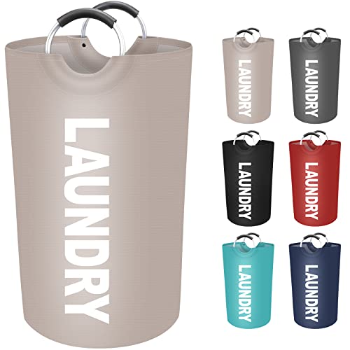 EpicTotes Cesta grande para la ropa sucia de 90 L, cesta de lavandería impermeable independiente, plegable y alta, fácil de transportar con asas de aluminio protegidas de espuma para dormitorio,
