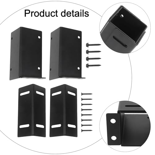 Kit de base de poste ajustable de acero negro para soporte de valla y buzón de madera 3