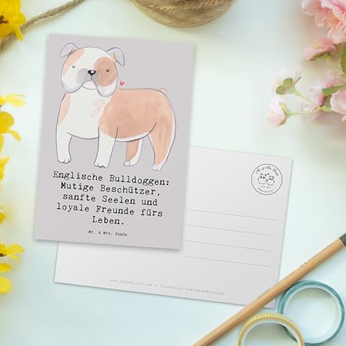 Mr. & Mrs. Panda Grußkarte Englische Bulldogge - Geschenk, Hunderasse, mutige Beschützer, Postkarte, Hund, Bulldoggen, Postkarten, Familienhund, Bulldoggenliebe, Hundehalter, bildkarte, Hunderassen