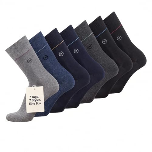 TOM TAILOR Socken - 7er Box Baumwollsocken für Altag und Freizeit - schlichte Herrensocken mit Sortierhilfe - Größe 39-42 und 43-46, Farben:grey melange, SockSizes:43-46