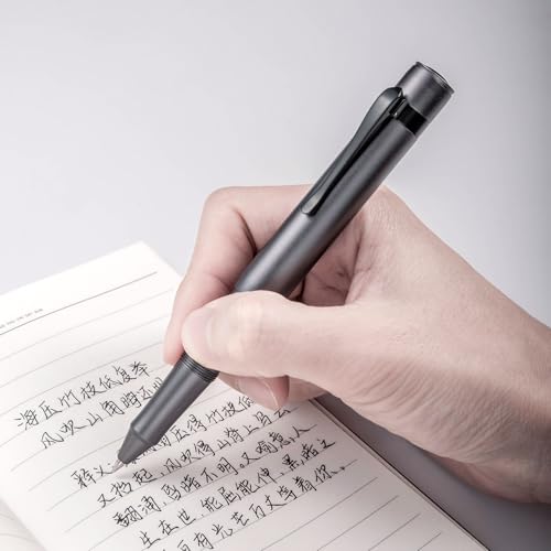 Image of Hongdian M2 Black Forest Mini Rollerball Pen Fine Point 0.5mm Slim Aluminium Pocket Pen with Black Ink Ideal for Travel and Signature Space Gray