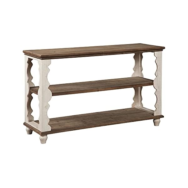 Signature Design by Ashley Alwyndale Wood 3 Shelf Console Sofa Table, Brown & White