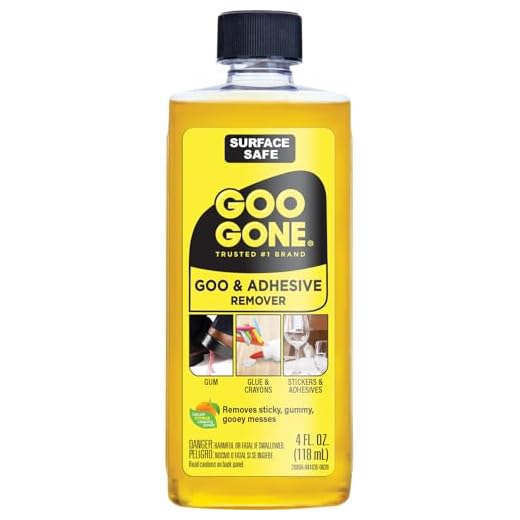 Goo Gone Original Adhesive Remover - 4 Ounce - Surface Safe Adhesive Remover Safely Removes Stickers Labels Decals Residue Tape Chewing Gum Grease Tar