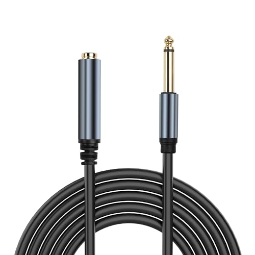 JSADZKJ Instrument Cable 6.35mm Mono Audio Cord Adapter 1/4 Inch TS Male to Female Jack Audio Adapter Cable Gold Plated 6.35mm Mono Jack 1/4 Inch TS Cable for Speaker Amplifier Microphone Mixer 5.9FT