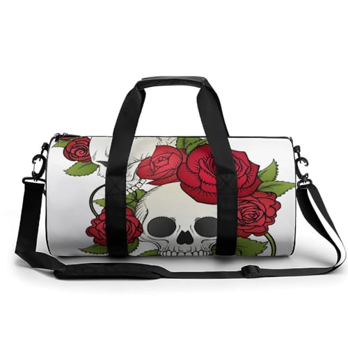 Sac de voyage crâne de fleur rouge idéal pour vos escapades week-end et séances de gym