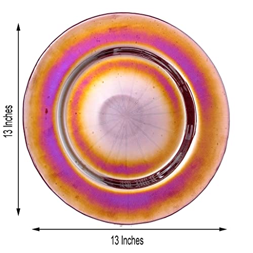 Tigerchef Glass Chargers For Dinner Plates - Glass Charger Plates - Plate Chargers Wedding Décor Placemats- Various Designs (4, Red Iridescent) #TOP1