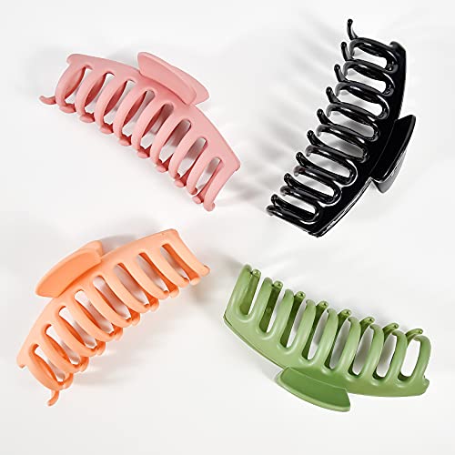 Big Claw Clips 4 Inch Nonslip Hair Clip Banana Large matte rubber for Women and Girls Think Curly Hair French Design Accessories (4 Packs) - Thumbnail 4