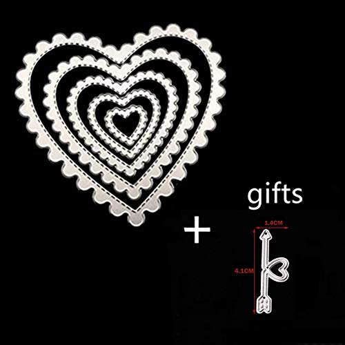 Heart Cutting Dies With Arrow Embossing Stencil In Dies-Cutting Machine For Card Making Scrapbooking(6Pcs/Pack Heart Die Cuts) #TOP2