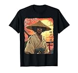Afro American Samurai African Warrior in Anime with Katana T-Shirt