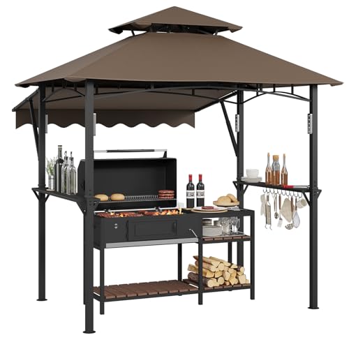 8' x 5' Grill Gazebo Canopy with Extra 7' x 3' Awning,...