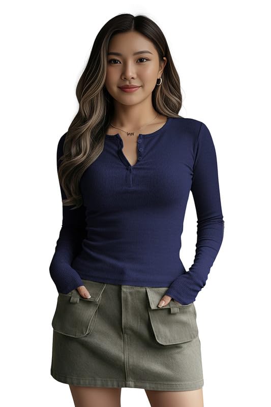 dream beauty fashion Women's Long Sleeve Slim Fit Top/T-Shirt Henley Neck Casual (BZF-Top-Saiyaara-1)-picture-41
