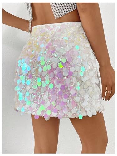 SHENHE Women's Sparkly Sequin High Waist Party Club Mini Bodycon Rave Skirt3
