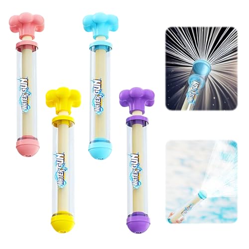 4 Stück Feuerwerk Wasserpistole für Kinder: 3s Schnellbefüllung - 1-10m leuchtende Reichweite - Romantische Feuerwerk Water Squirter - Wassersprühspielzeug - (3-8 J.) im Garten Pool & Strand