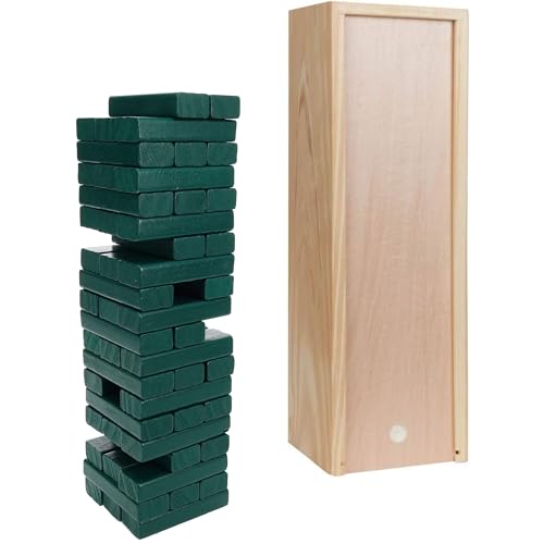 Tour de culbute en bloc de bois empilable premium de 30,5 cm avec son étui de rangement chic