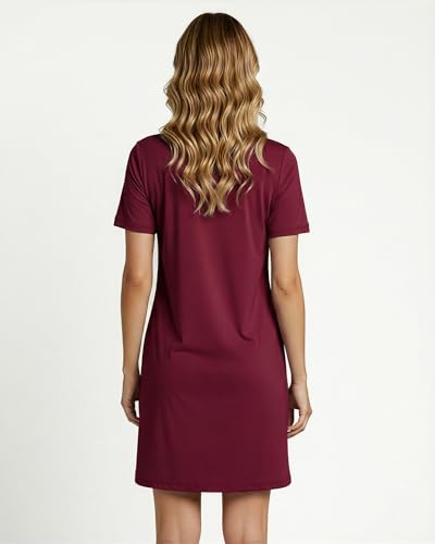 Image of Real Essentials 3 Pack: Women's Short Sleeve Nightgown Dress - Nightshirt Pajama Sleep Shirt Sleepwear (Available in Plus)