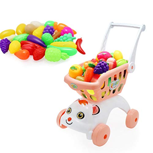 NUOBESTY Cor-De-Rosa Brinquedos Shopping Carrinhos Carrinho Shopping Fingir Brinquedos Interação Cri