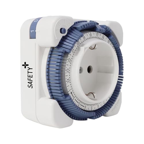 Theben 0260833 Timer 26 Safety-Plus I Mechanische Steckdosenschaltuhr I Steckdosentimer I Analoge Zeitschaltuhr I Tagesprogramm I Erhöhter Berührungsschutz I Für Kinderzimmer, Kindergarten, Schule