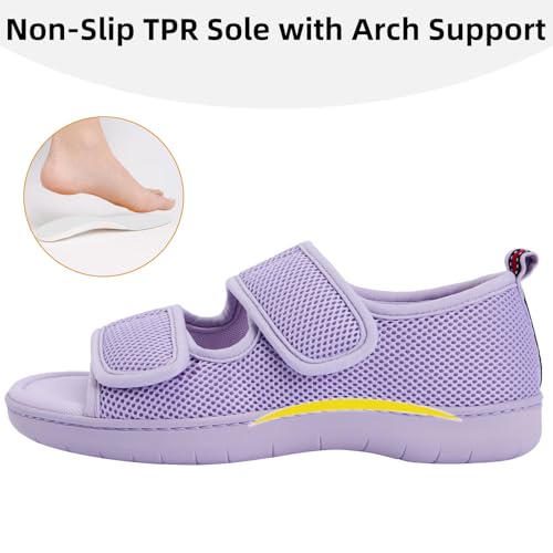 Image of Women's Slippers with Arch Support, Adjustable Open Toe Shoes for Diabetic