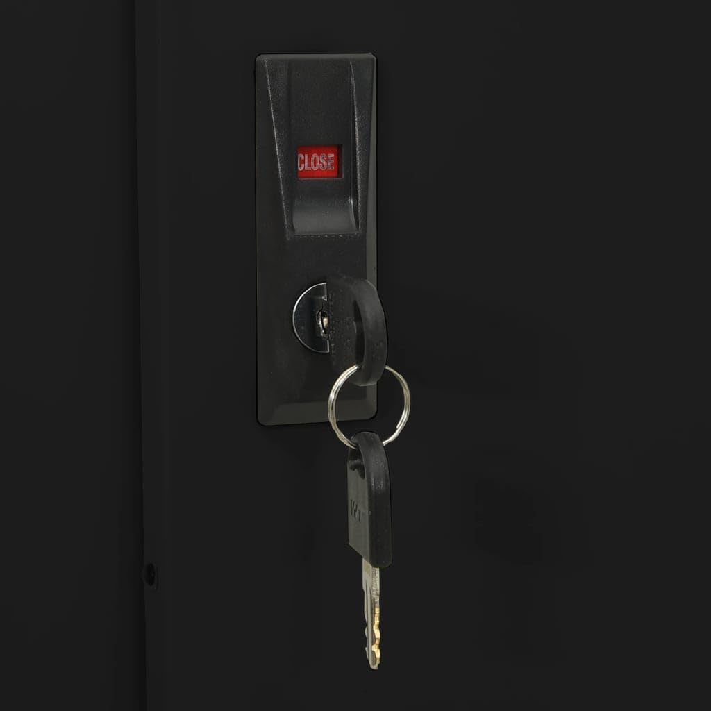 Armario de oficina con puerta corredera, 90 x 40 x 180 cm, acero con 3 estantes, cerradura, espacio de almacenamiento y taquilla para oficina, pasillo, sótano y dormitorio