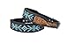 Affilare Leather Dog Collar Western Style Heavy Duty Hand Tooled Adjustable Beaded and Padded Soft for Puppies and Big Dogs 10AB017 Teal Black Silver Brown Large (Middle Notch at 23')