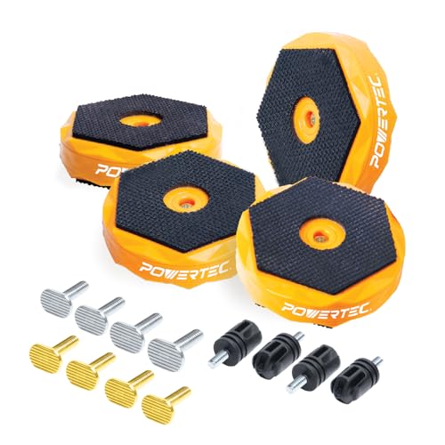 POWERTEC Bench Dog Puck - Fits 3/4 Dog Hole on Work Bench & T Track Ideal for Sanding Routing Finishing & Painting T Track Accessories - 4PK (71820)