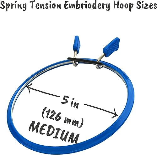 Image of Nurge Premium Quality, Metal Spring Tension Embroidery Hoops, Cross Stich Hoop, Darning Hoops, Embroidery Tension Shed (Blue, Siz Mix)