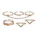 Coucoland 6pcs Stack Rings Leaf V Rhinestone Joint Rings Knuckle Nail Ring Set (Gold)