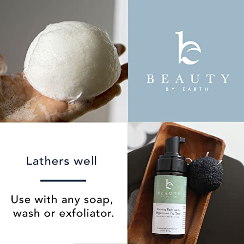 Konjac Sponge - 4 Pack Of Natural Facial Sponges For Gentle Cleansing And Face Exfoliating Loofah For Use With Wash, Cleanser Or Oil To Clean Skin (2 White Natural, 2 Black Charcoal) #TOP4