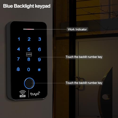 FUSYTULY Bluetooth WiFi Tuya RFID Zugangskontrolle Tastatur IP68 wasserdichte Fingerabdruck Zugangskontroller Touch Passwort System Dual Frequenz 125KHz / 13.56MHz + 10pcs Schlüsselanhänger