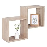 RICOO Wandregal 58 x 44 x 18 Braun Sonoma Eiche Matt, Spanplatte aus Holz, Würfel Hängereral WM026-ESM, Regal Wand, Bücherregal Bilderregal Küchenregal Wandboard Würfelregal Schweberegal