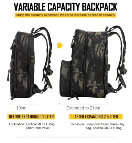 Sac à dos tactique marron extensible multi-usages avec sangles de compression - 4
