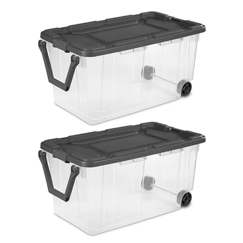 Wheeled Clear Storage Bin with Latch and Handle