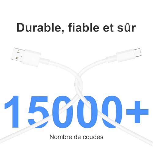 Type-C Chargeur Rapide pour Samsung Galaxy A16 A17 A15 A14 A13 A12 4G/5G A05S A04S A33, A56 A55 A54 A53 A36 A35 A26 A25 A23 A32 S25 S24 S23 S22 S21 S20 Fe Compatible Xiaomi Huawei. avec 2m Câble USB C – vue 4