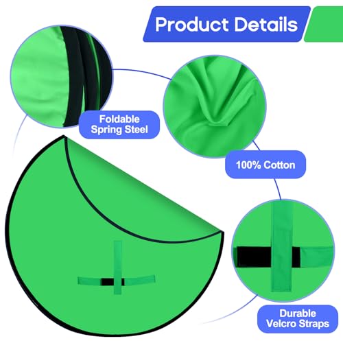 Portable Green Screen Chair, 57 in Greenscreen Backdrop with Stand Double Sided Foldable Green Background, Chroma Key, for Photography Streaming Gaming Photo Zoom Video Chats and Meeting by RGTBANWPN - Used condition - Image 4