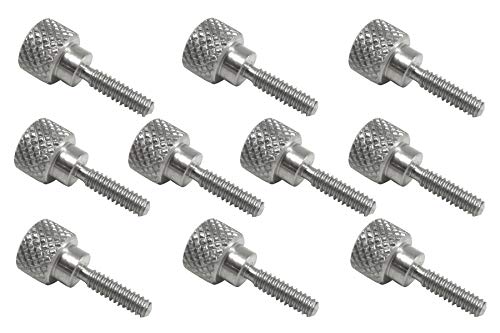 10 Pack 6-32 x 1-2 Inch Threads 303 Stainless Steel Diamond Knurled Thumb Screws Knobs with Straight Shoulders Right-Hand Threads SAE Flat Tip Uncoated