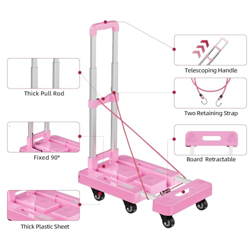 image for BOOKSUN Folding Hand Truck, Foldable Cart for 500 lbs Heavy Luggage, H