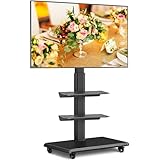 Rfiver テレビスタンド キャスター付き tvスタンド 壁寄せテレビスタンド 27～65インチ対応 テレビ台 tv stand 移動式 双棚板付き ラック回転 高さ調整可能 木製ベース 耐荷重40 kg VESA400x400まで 業務用 展示用 家用 ブラック