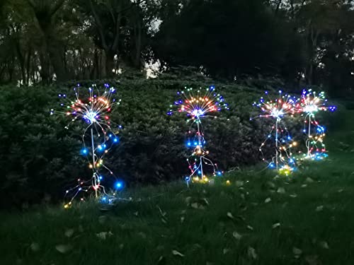 Solar Firework Lights Outdoor Waterproof, 4 Pack 180 Led Christmas Pathway Lights Copper Wire Lights, Outdoor Landscape Stake Lights For Garden Patio Yard Christmas July 4Th Decorations(Multicolor) #TOP6