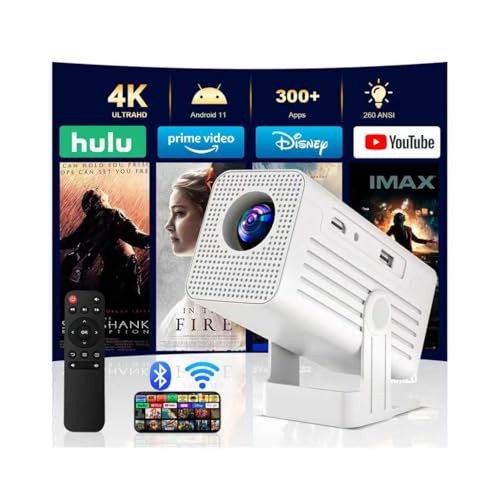 Image of [Smart Projector with Apps] 4K Supported Mini Projector with Wifi and Bluetooth, XENPONAD Movie Projector for Bedroom Celling Camping & Outdoor Use, Portable Projector with Speaker, Auto Keystone
