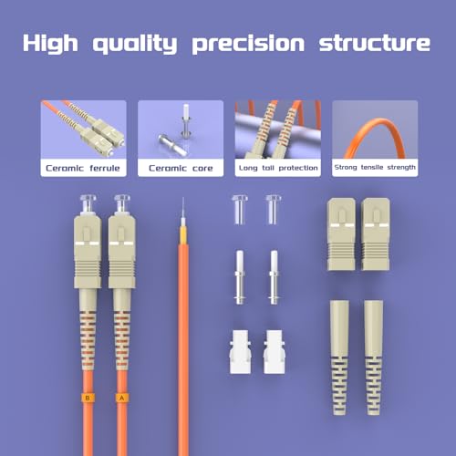 Image of 0.6Meter 2ft SC /UPC-FC /UPC Multi-Mode Fiber Optic Cable SC to FC OM1 Jumper Optical Patch Cord Duplex 62.5 /125um Orange SC-FC