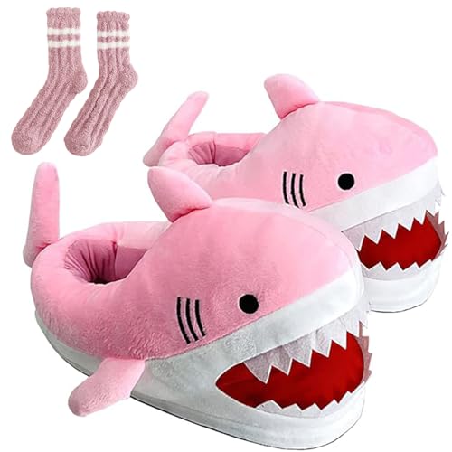 Shark Slippers, Shark Slippers for Women, Shark Shoes, Whale Slippers, Plush Indoor Home Furry Slippers with Cotton Socks