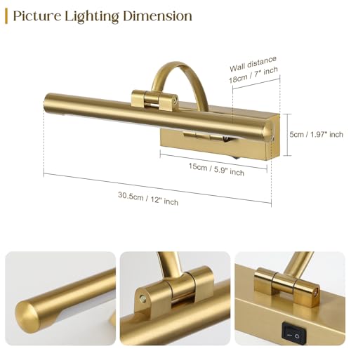 DESOOP Luzes de imagem sem fio para parede recarregáveis, lâmpadas artísticas operadas por bateria c