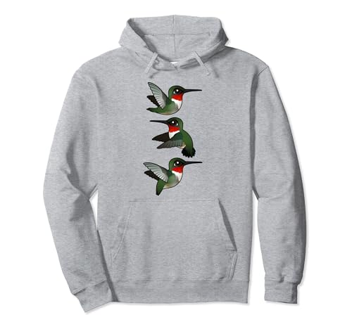 Cute Cartoon Ruby-throated Hummingbirds in Flight Birdorable Pullover Hoodie